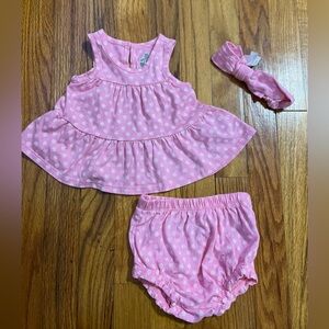 GAP Pink Floral Baby Dress Set with Diaper Cover